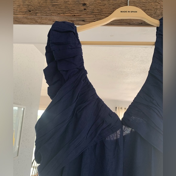 Jason Wu Blue Rouched Shirred Maxi Sleeveless Tiered Linen Dress NWT - Picture 7 of 17